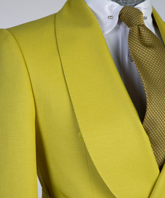 Mustard Yellow 2-piece Shawl Lapel Tuxedo with Belt for Prom