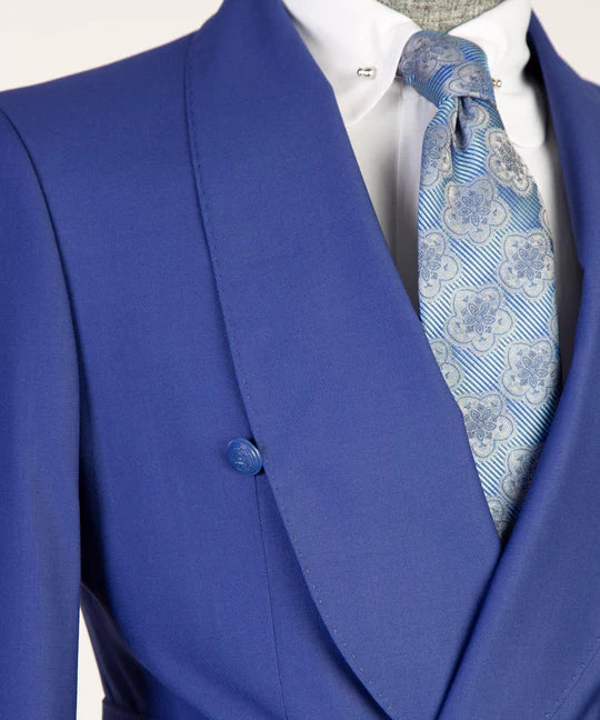 Sapphire Blue 2-piece Shawl Lapel Tuxedo with Belt for Prom
