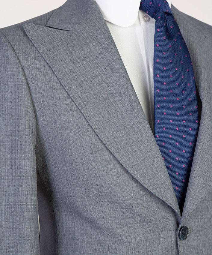 Grey 3-piece Single-breasted Peak Lapel Suit