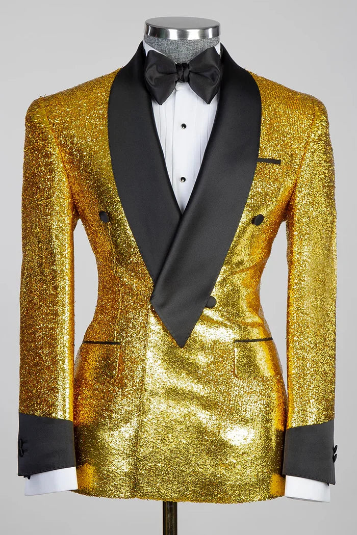 Yellow Double-breasted Shawl Lapel Tuxedo