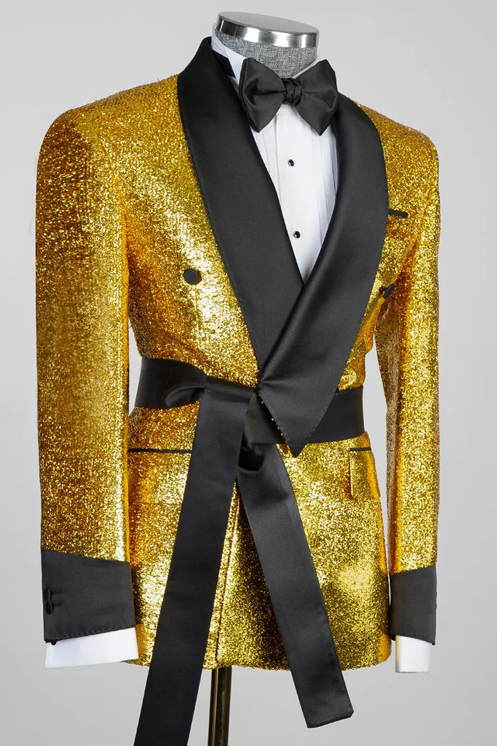 Yellow Double-breasted Shawl Lapel Tuxedo