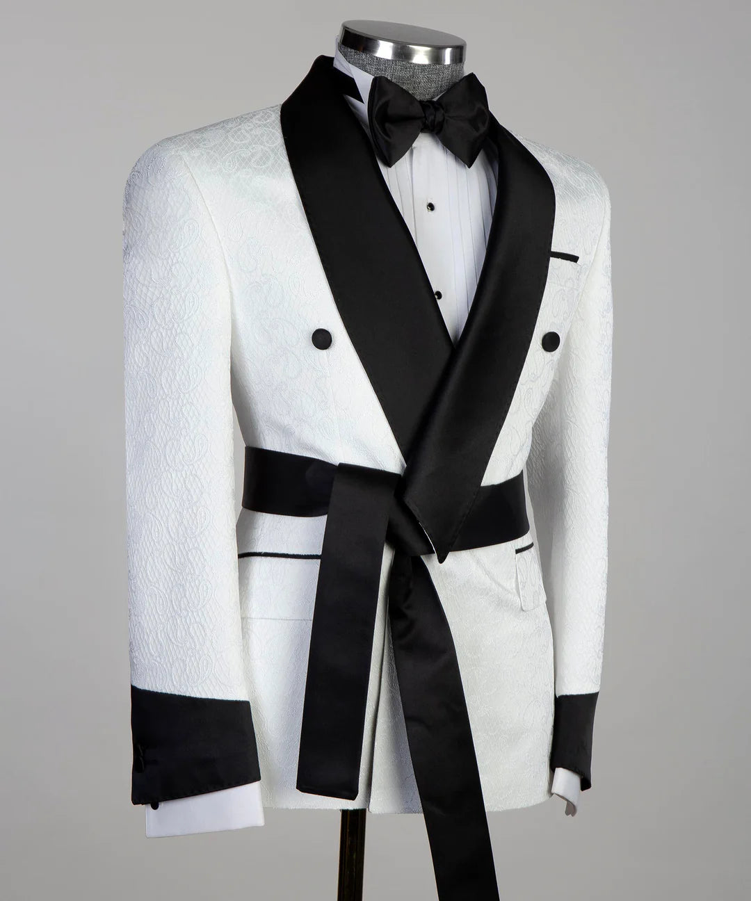 2 Piece Shawl Lapel Double Breasted White Suit