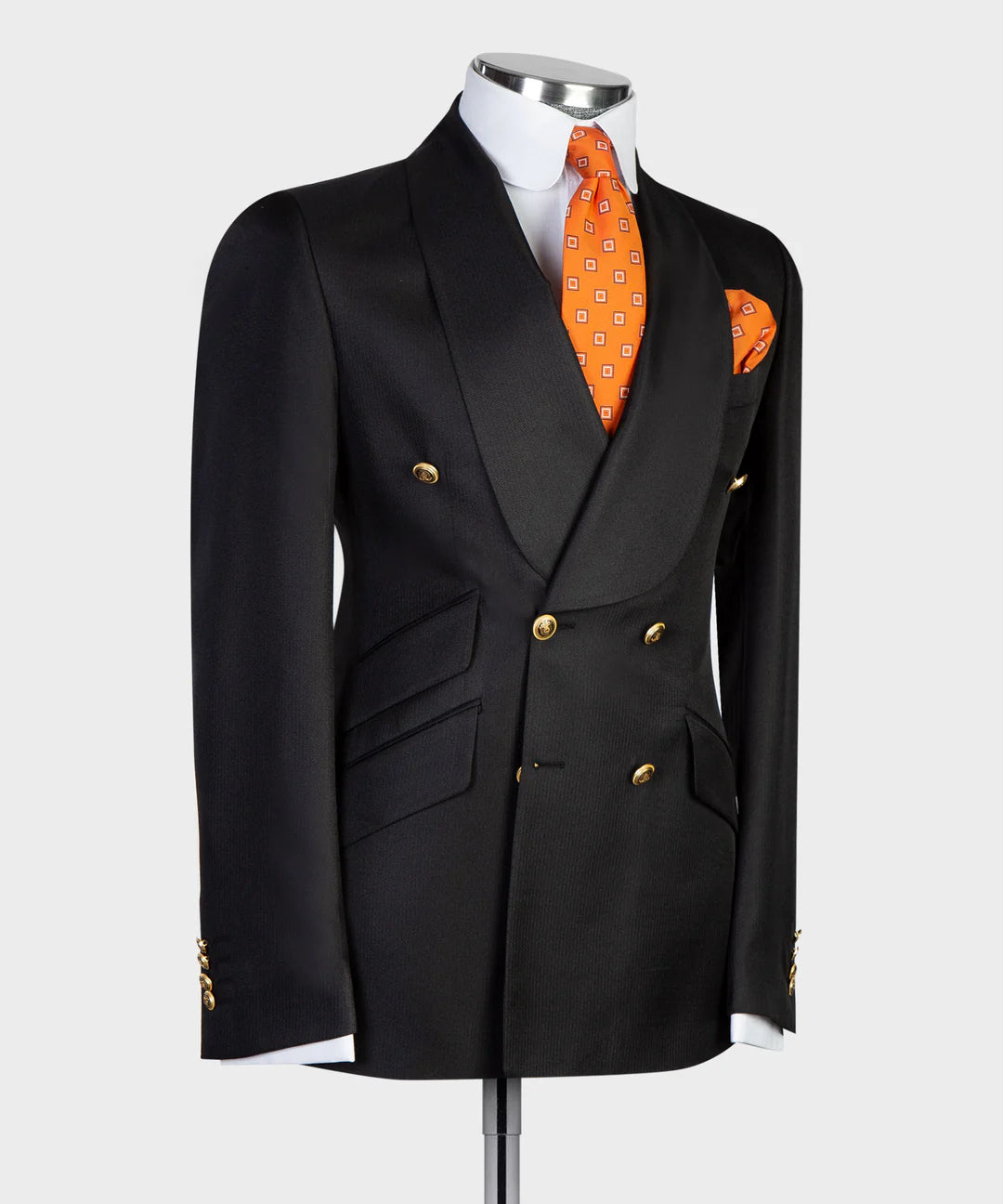 Black Double-breasted 2-piece Shawl Lapel Suit for Prom