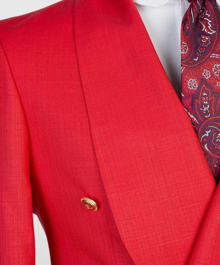 Red Shawl Lapel Double Breasted Suit for Prom