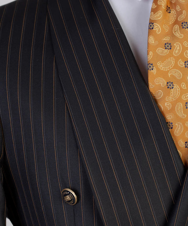 Black Double-breasted 2-piece Shawl Lapel Stripe Suit for Prom
