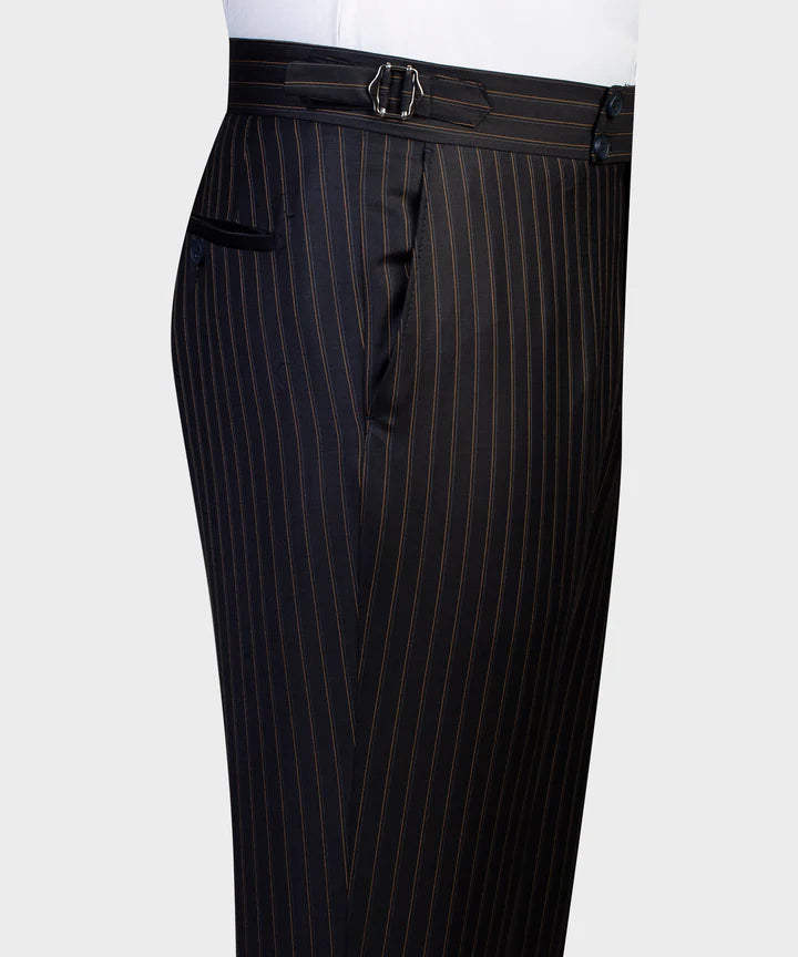 Black Double-breasted 2-piece Shawl Lapel Stripe Suit for Prom