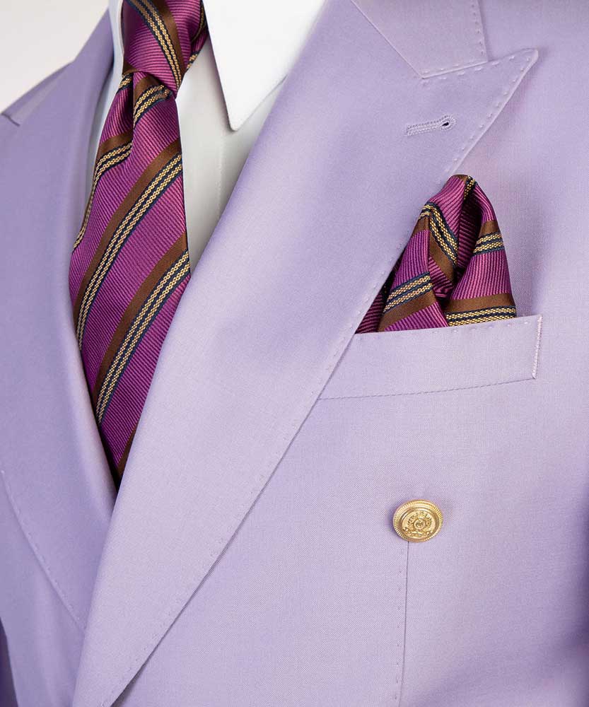Purple Double-breasted 2-piece Peak Lapel Outfit