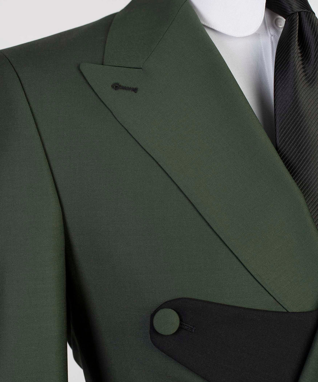 Green Black Split Two-tone Double-breasted 2-piece Peaked Lapel Suits