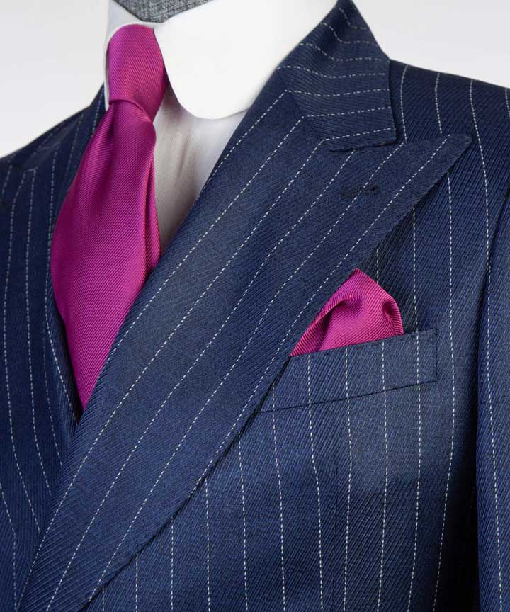 Navy Blue Peaked Lapel One Button Striped Suit for Prom