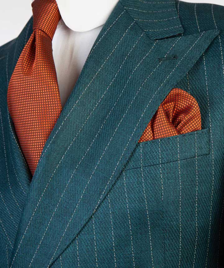Hunter Green Peaked Lapel One Button Striped Suit for Prom