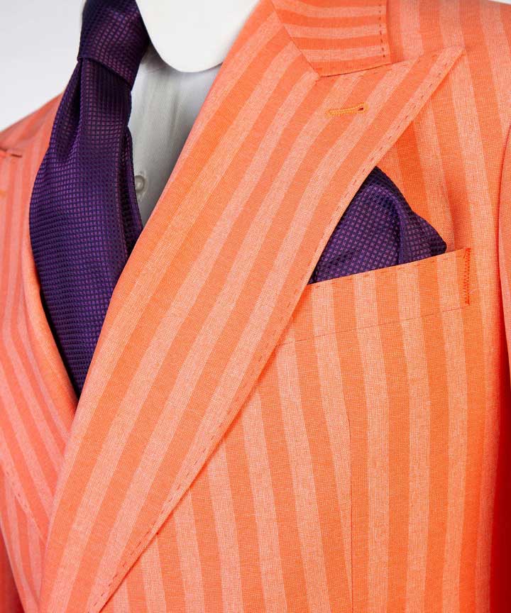Orange Peak Lapel One Button Striped Suit for Prom