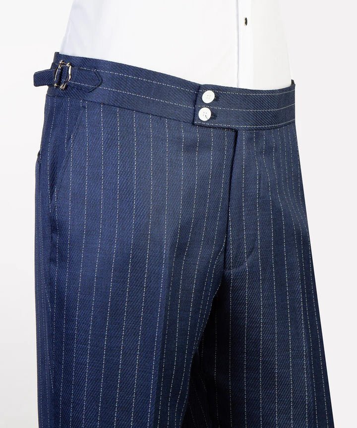 Navy Blue Peaked Lapel One Button Striped Suit for Prom