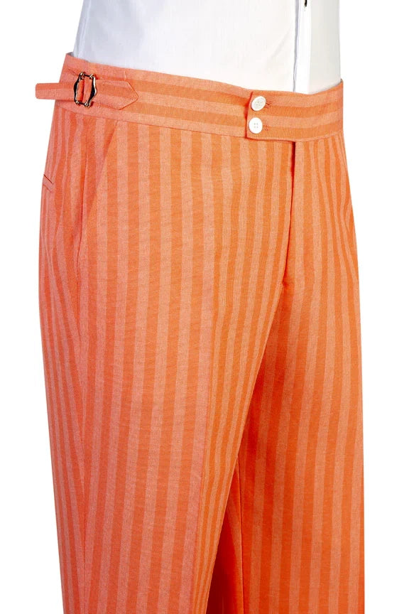 Orange Peak Lapel One Button Striped Suit for Prom