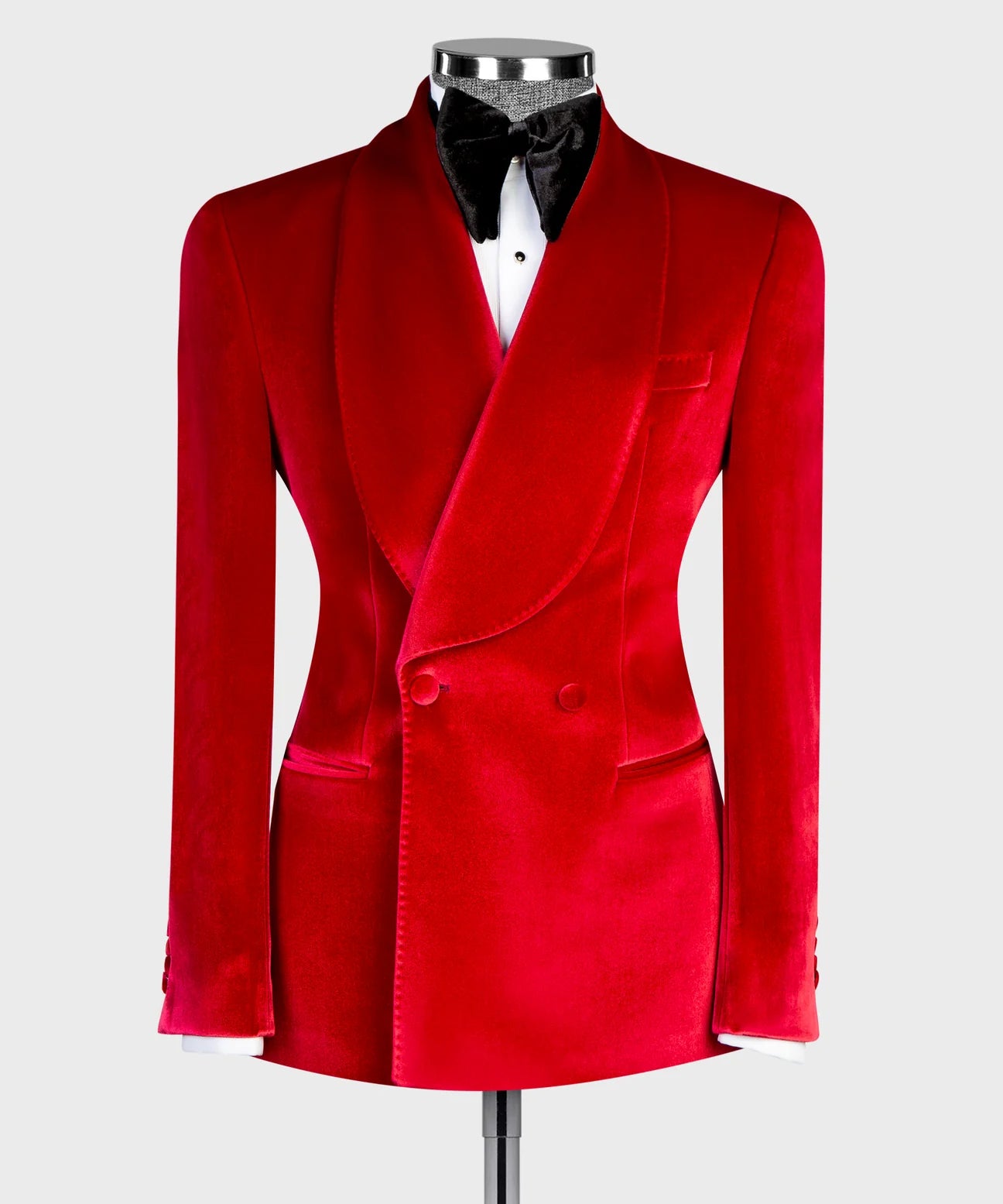 Red Velvet Double Breasted Shawl Lapel 2-Piece Tuxedo