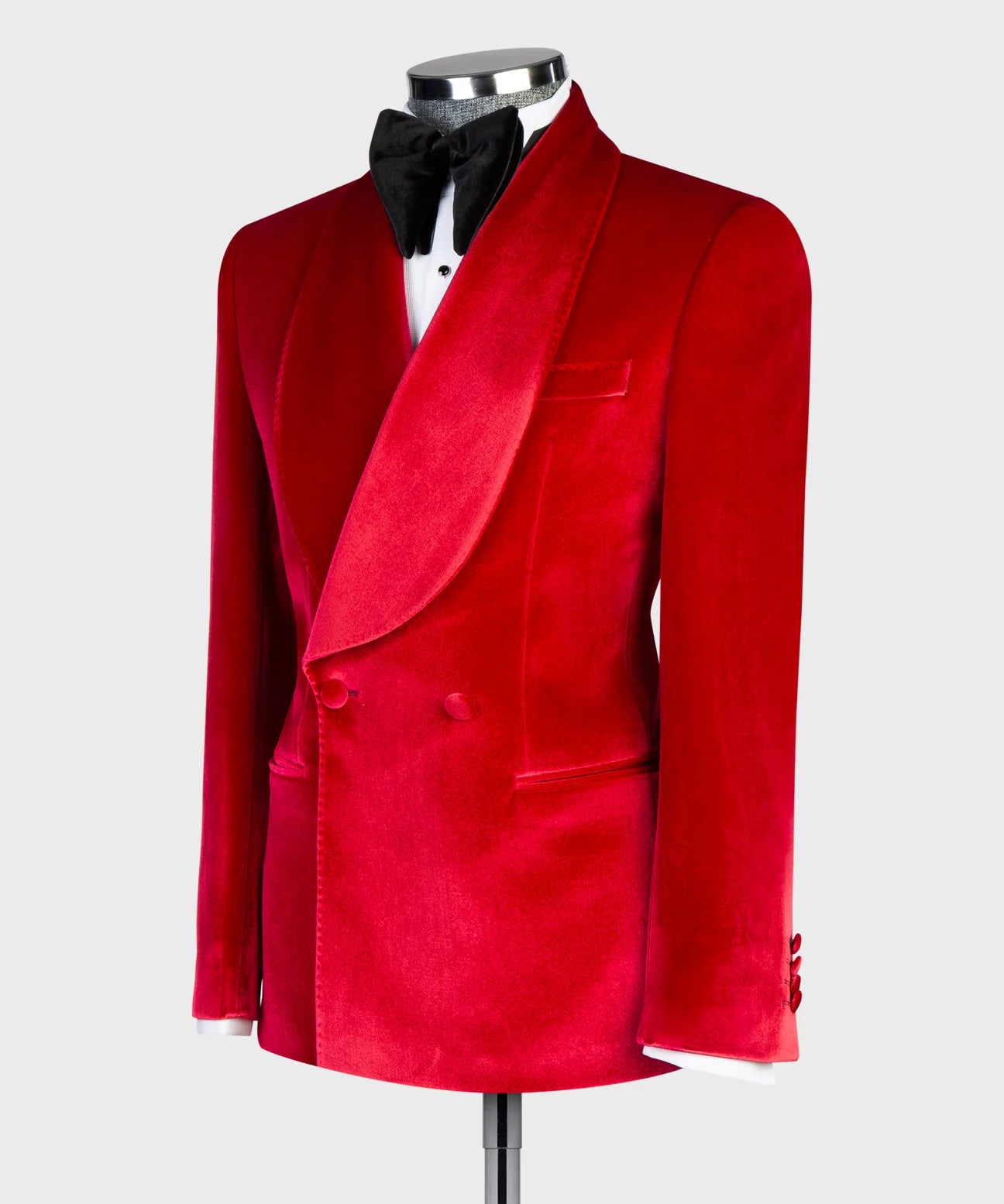 Red Velvet Double Breasted Shawl Lapel 2-Piece Tuxedo