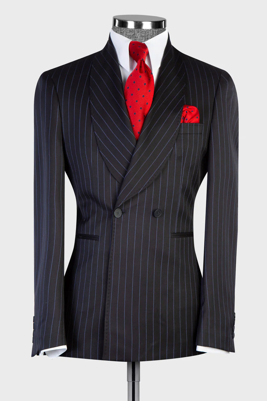 Black Stripe 2-piece Double-breasted Suit