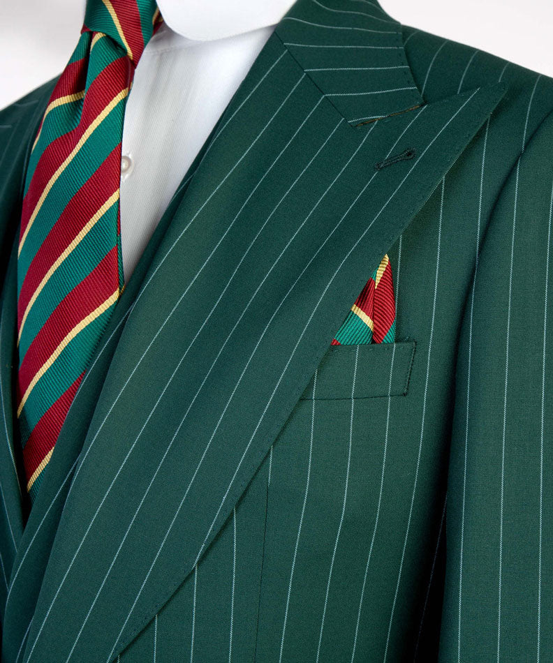 Green Stripe 3-piece Single-breasted Suit
