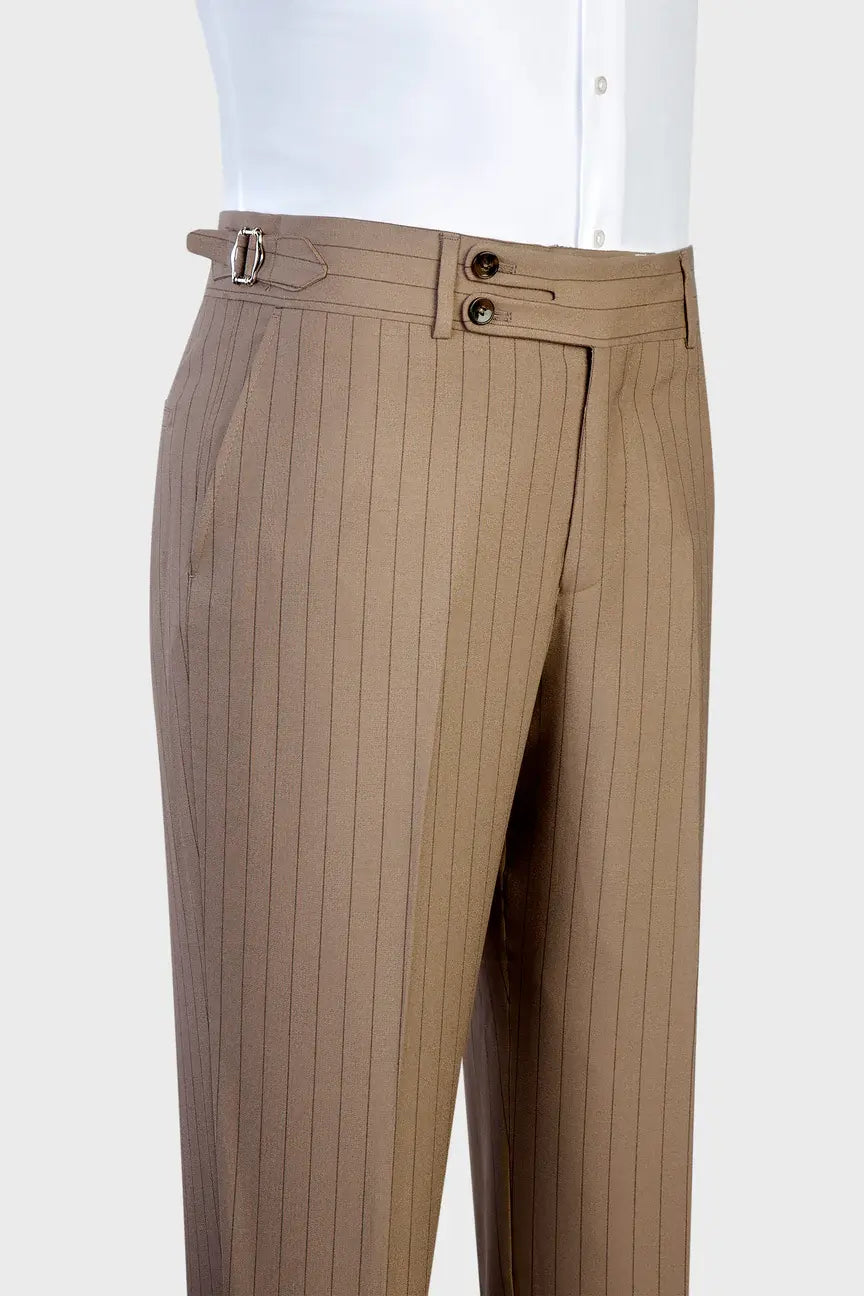 3 Piece Single Breasted Peaked Lapel Khaki Outfits