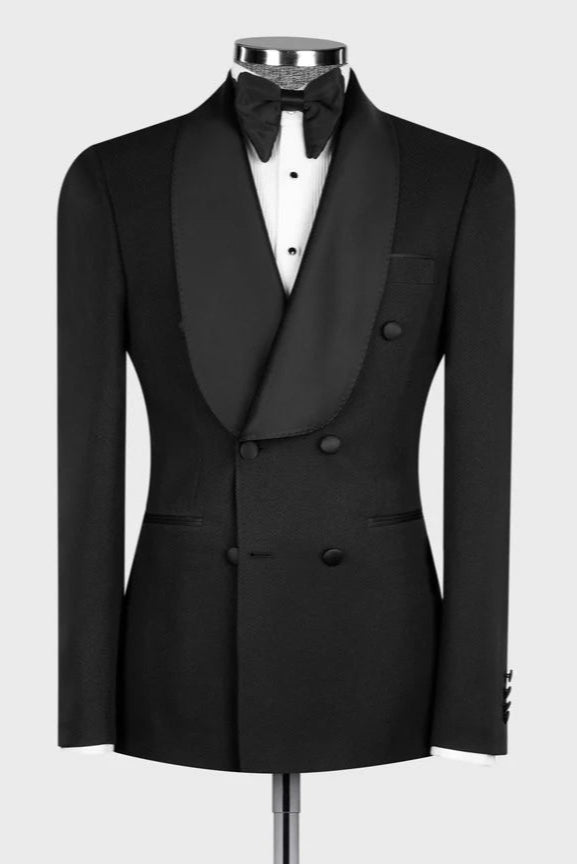 Black Double-breasted 2-piece Shawl Lapel Tuxedo