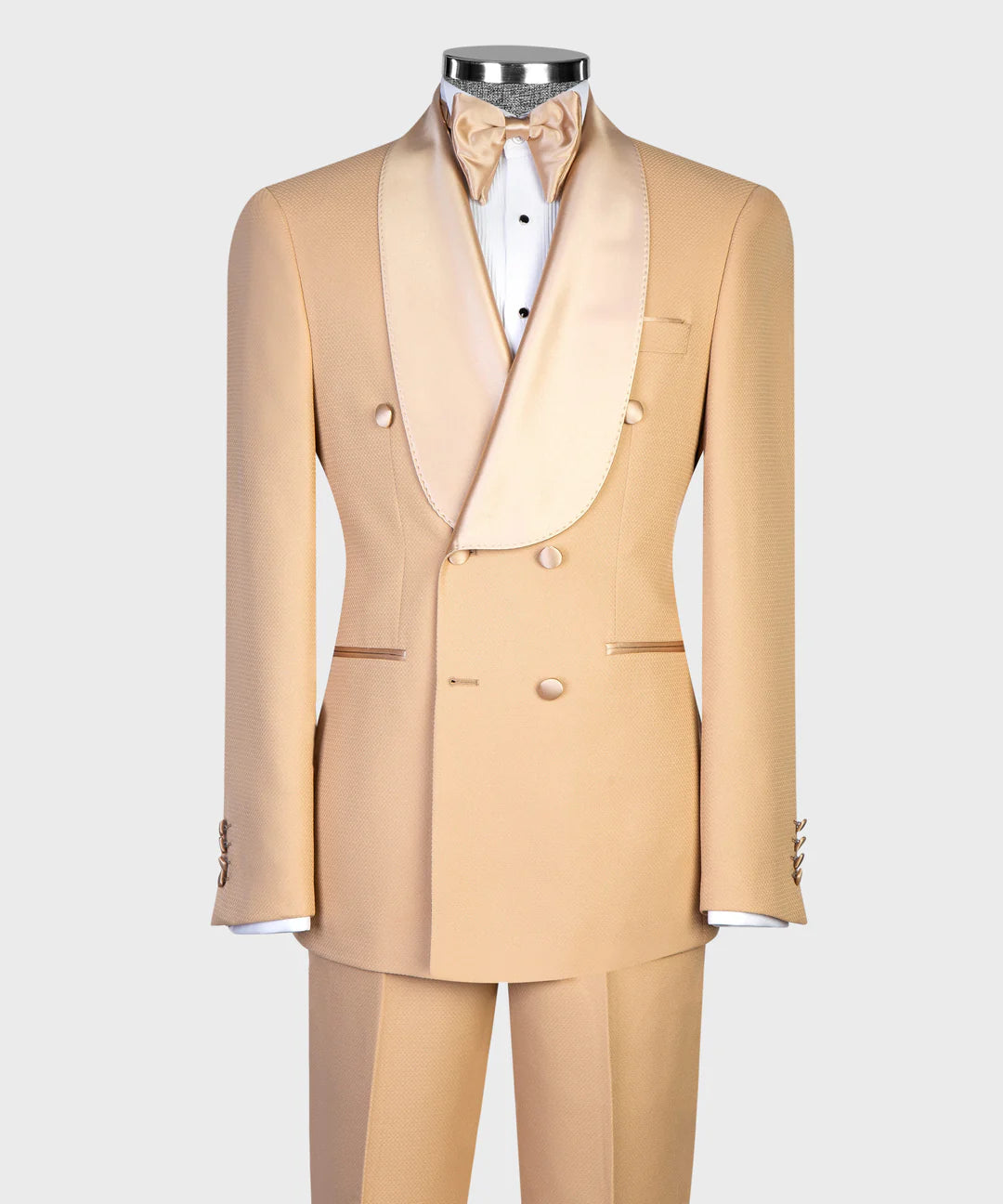 Beige 2-piece Double-breasted Tuxedo