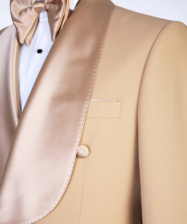 Beige 2-piece Double-breasted Tuxedo