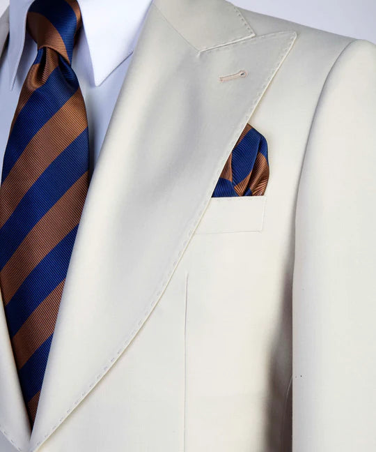 Ivory 3-piece Peak Lapel Single-breasted Suit