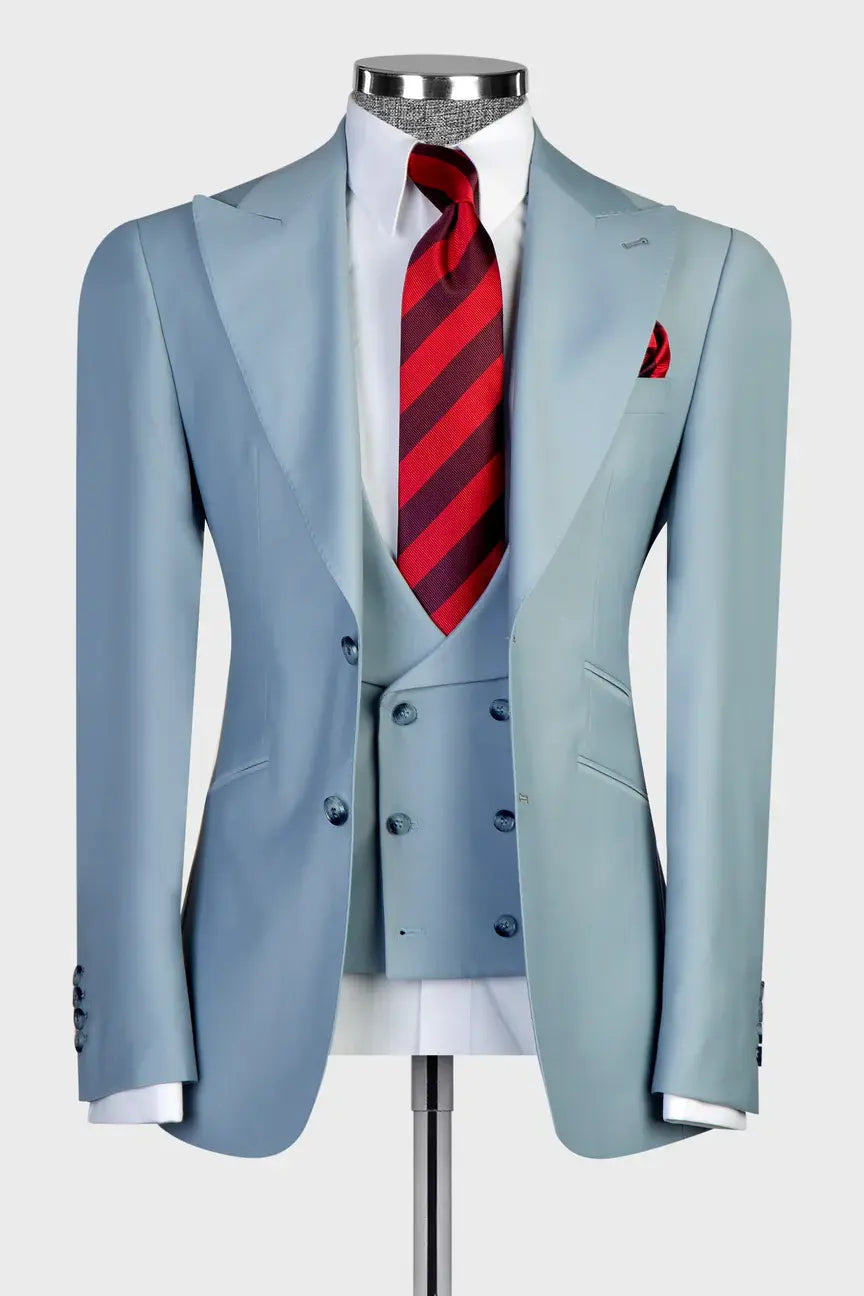 Ice Blue 3-piece Single-breasted Suit