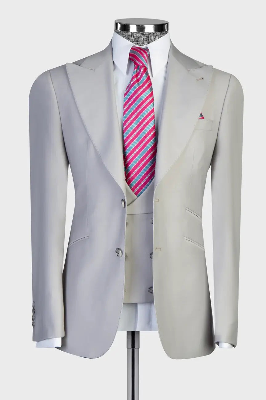 Light Grey 3-piece Single-breasted Suit