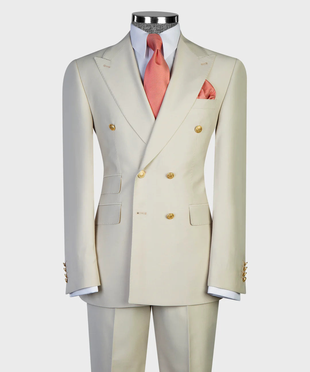 Ivory 2-piece Peak Lapel Double-breasted Suit for Prom