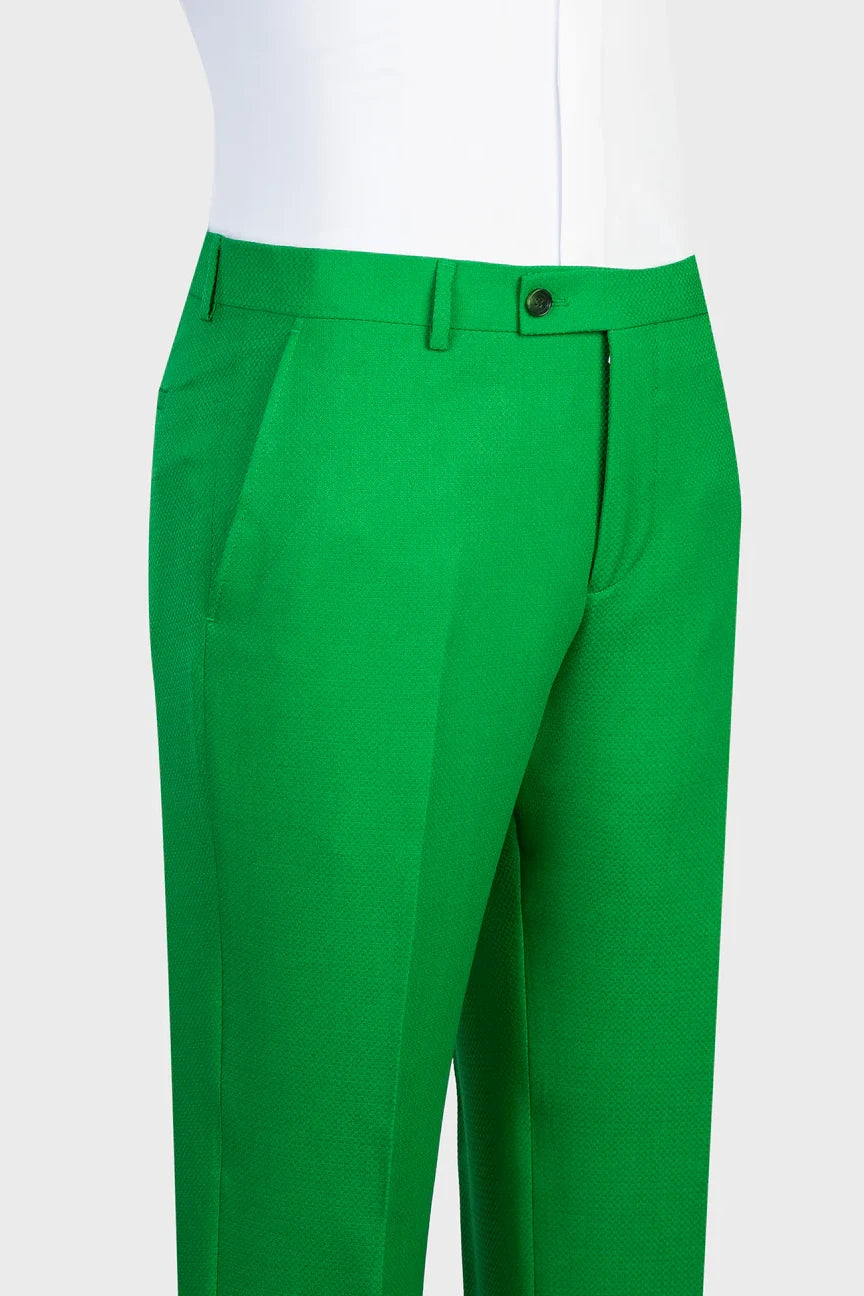 Green 2-piece Double-breasted Peak Lapel Suit