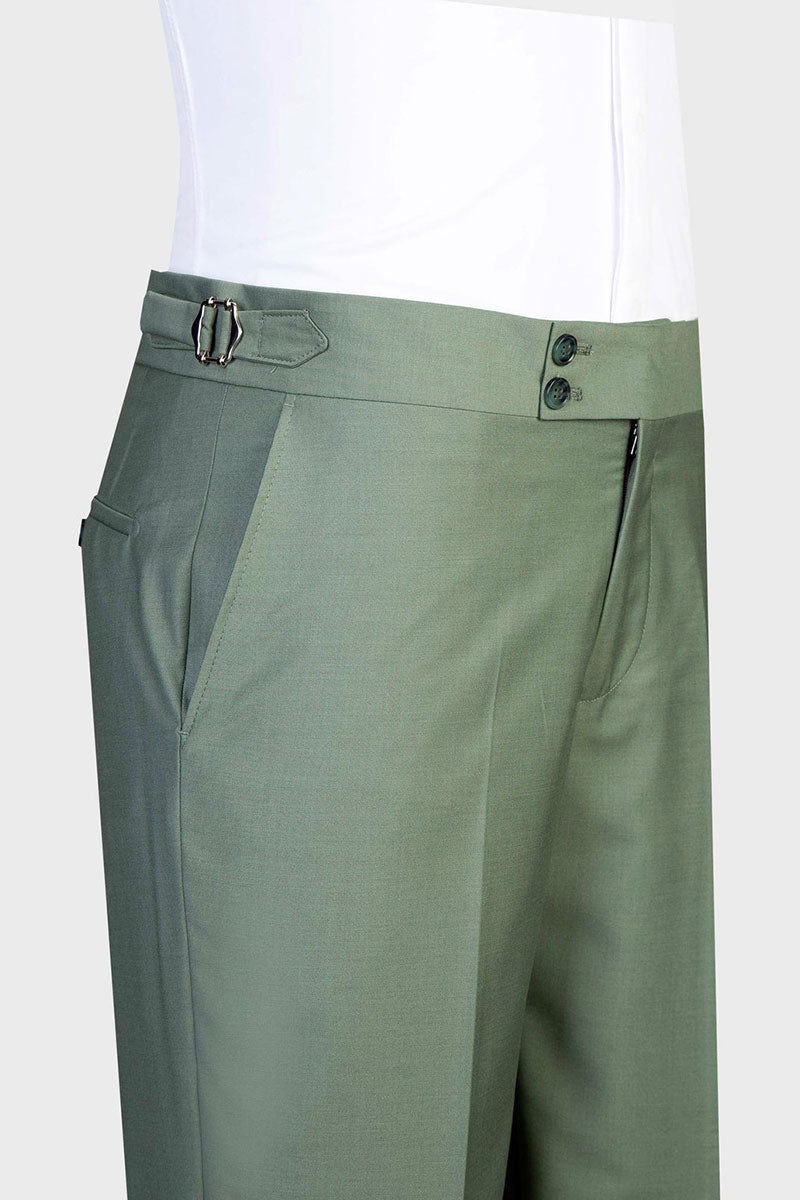 Sage Green Single-breasted Peak Lapel 3-piece Suit