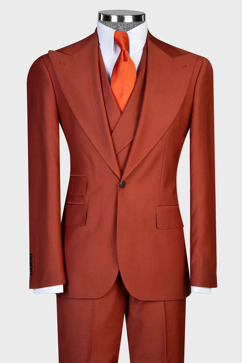 Brick Red 2-Piece Suit for Men – Prom & Wedding Tux Style