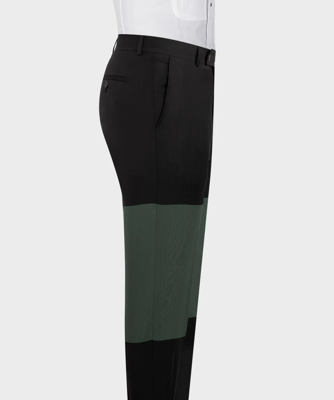 Green Black Split Two-tone Double-breasted 2-piece Peaked Lapel Suits