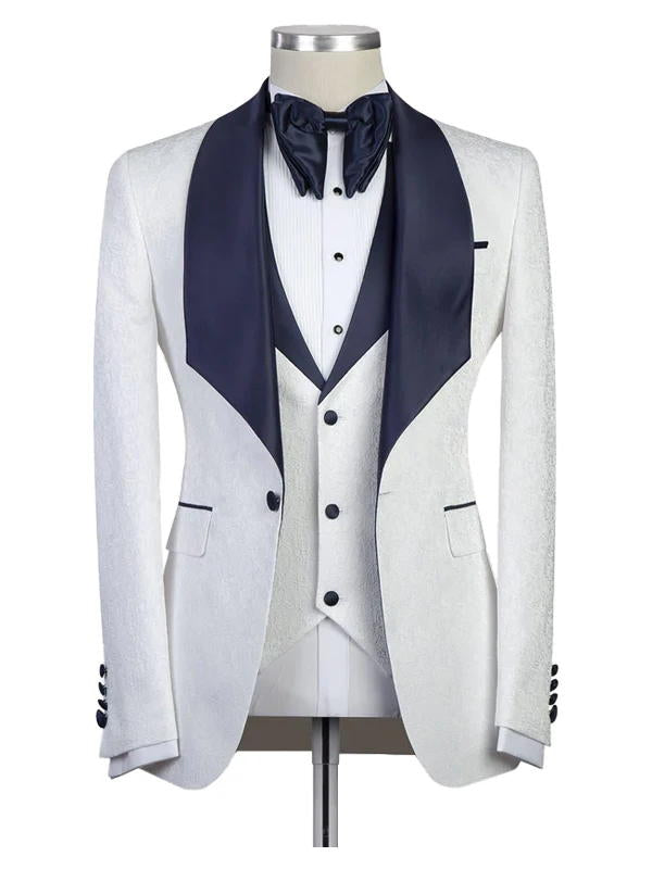 White Shawl Lapel Wedding Groom Tuxedo