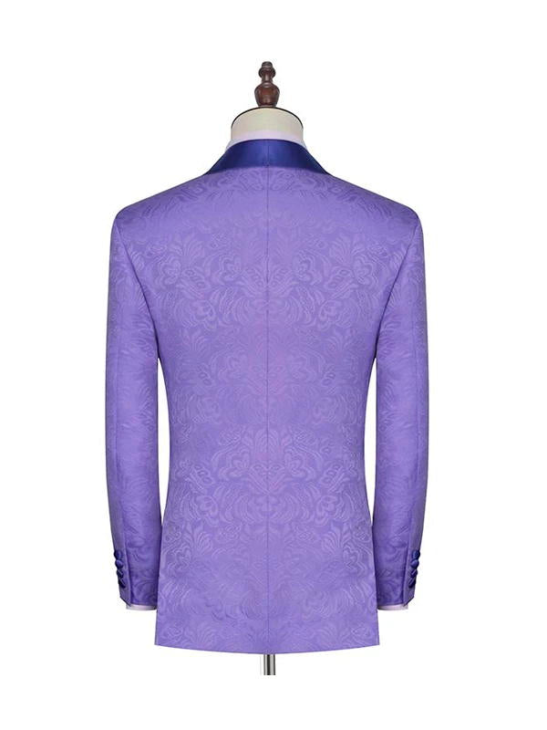 Purple Shawl Lapel Wedding Suit