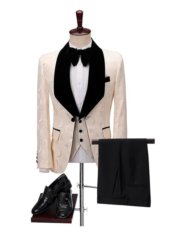 Jacquard 3 Piece Men's Prom Suit