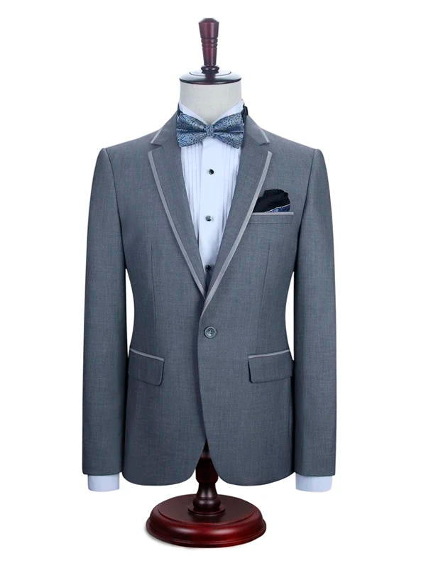 Men's Grey Slim Fit Notched Lapel 2 Piece Suit