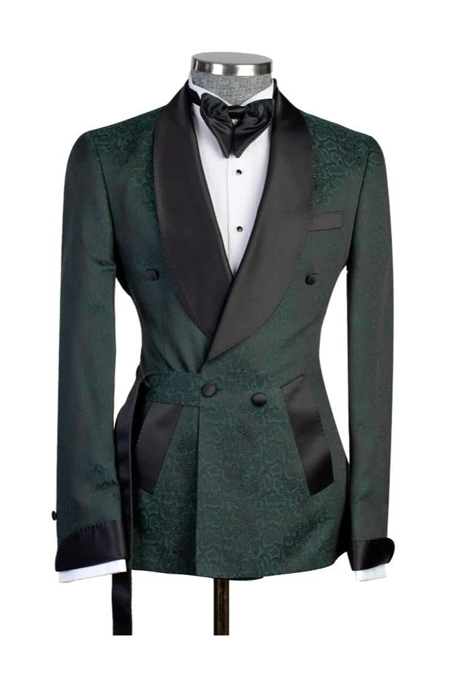 Green 2-piece Floral Tuxedo with Belted