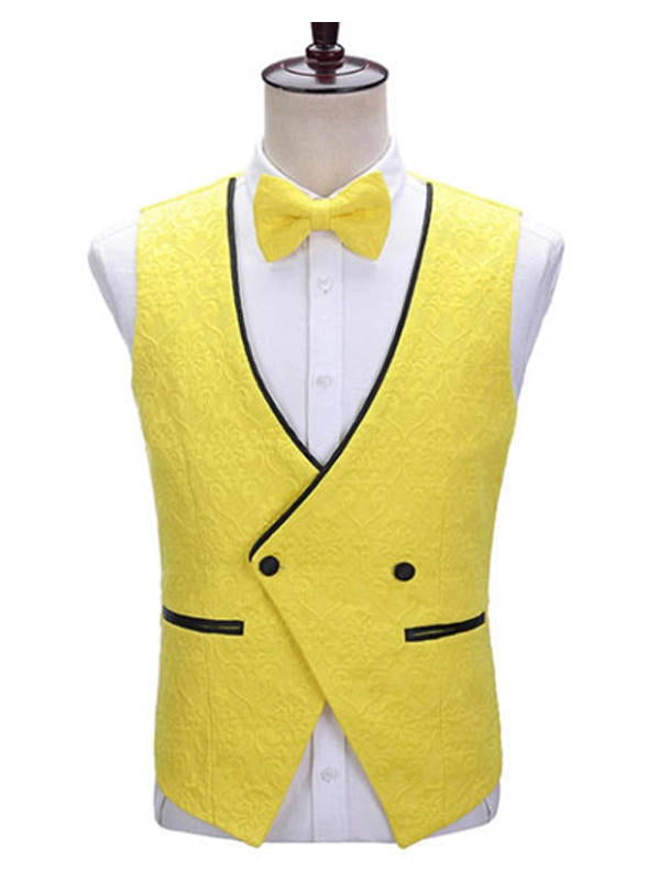 Yellow Single Breasted 3 Piece Prom Suit