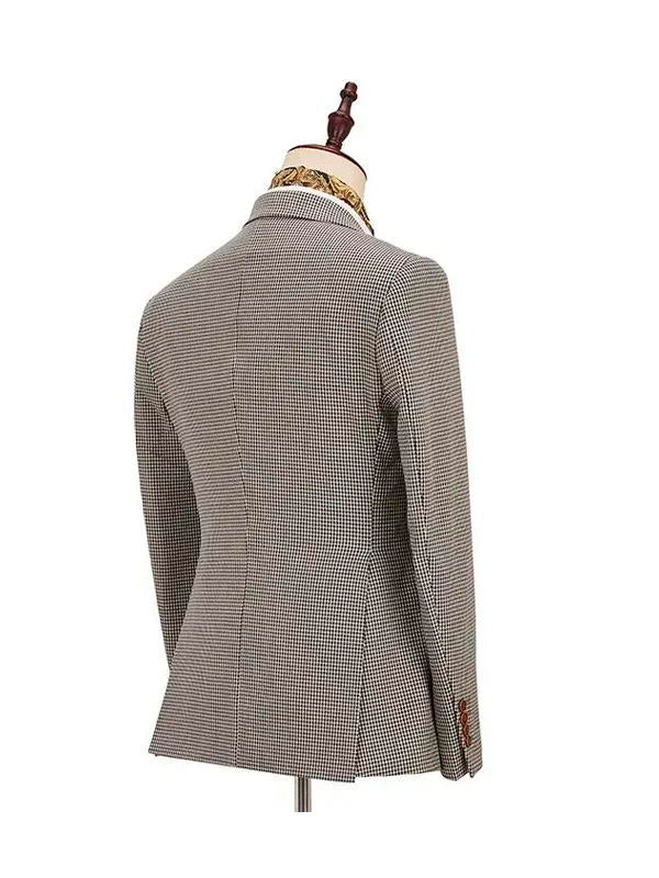 Light Grey 3 Piece Notch Lapel Suit With Dark Coffee Waistcoat