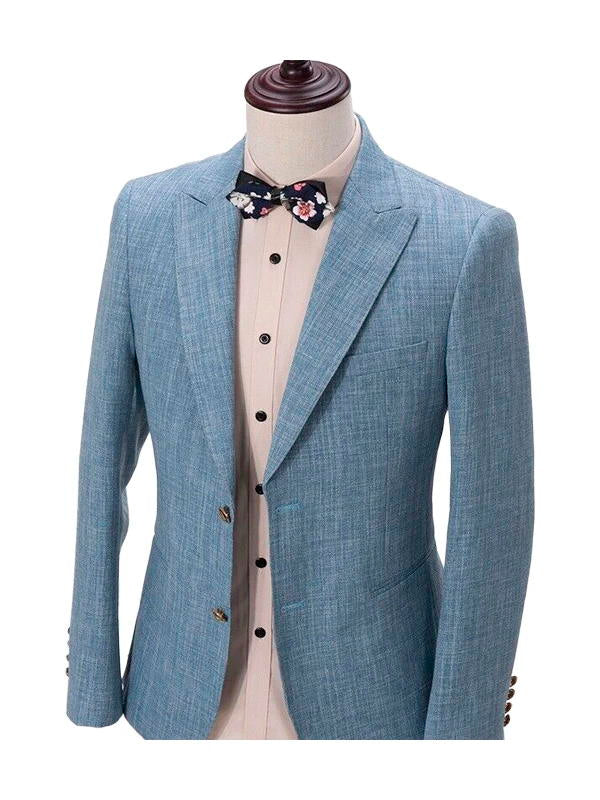 Blue Peak Lapel For Wedding Groom and Groomsmen Suits