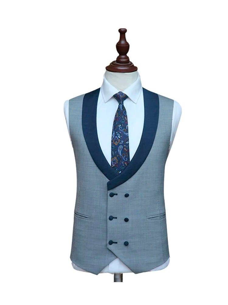 Blue Peak Lapel Slim Fit Single Breasted 3 Piece Suit