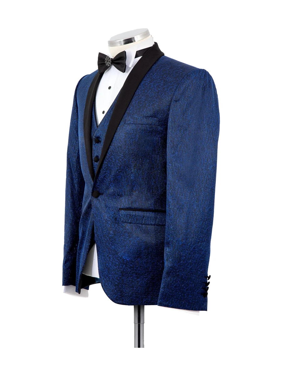 Navy Blue Prom Slim Shawl Lapel Suits