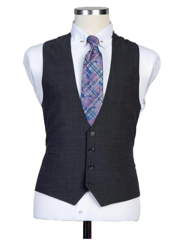 Dark Grey 3 Pieces Suit Peak Lapel Single Breasted Tuxedos