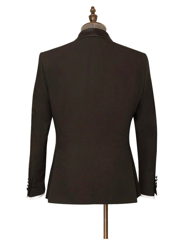Men's Black with Satin Shawl Lapel 3 Piece Suit