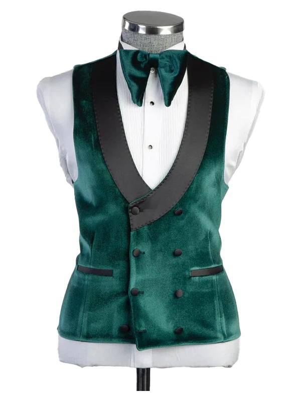 Elegant Vert Green Velvet 3-piece Tuxedo