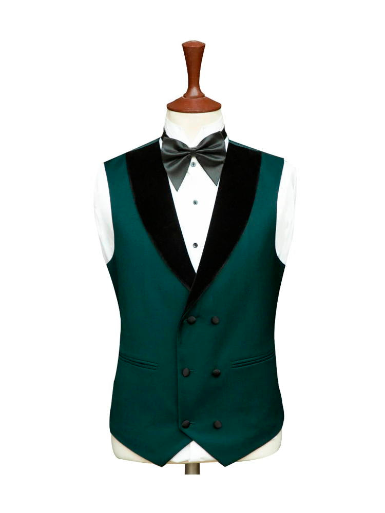 Green Tuxedo 3 Piece Suit With Black Lapel