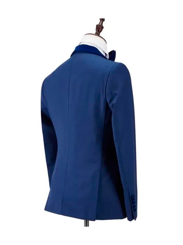 Royal Blue 3 Piece Velvet Shawl Lapel Royal Blue One Button Suits