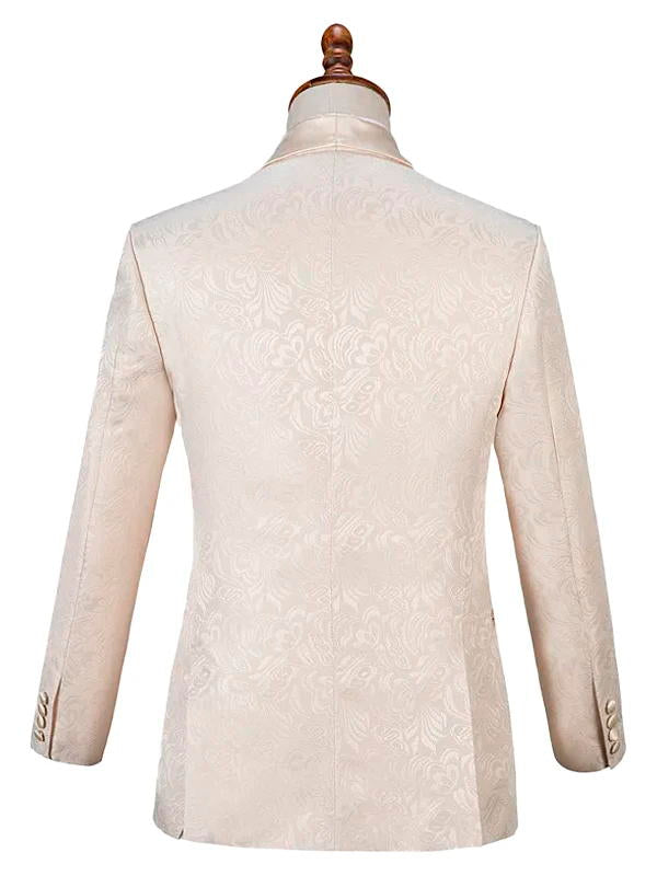 Champagne 3 Pieces Jacquard Bespoke Tuxedo