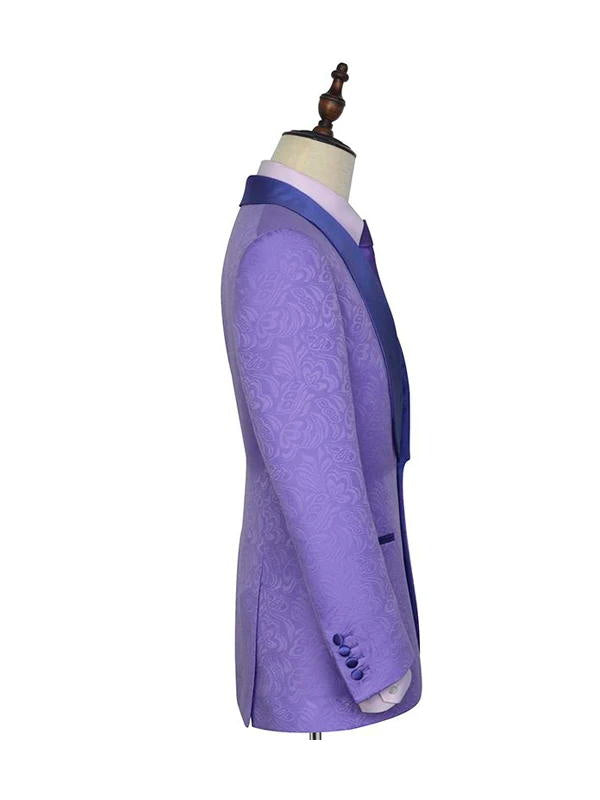Purple Shawl Lapel Wedding Suit